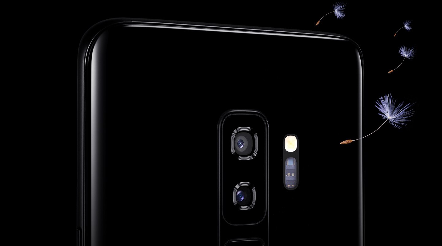 Galaxy S9 or S9+ seen from the back to show the dual camera
