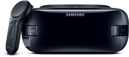 Visão frontal do Gear VR com Controller