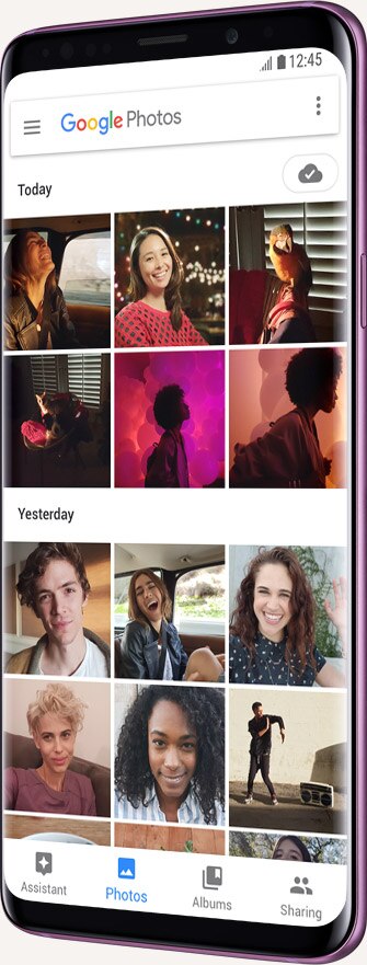Galaxy S9+ mostrando la interfaz de Google Photos