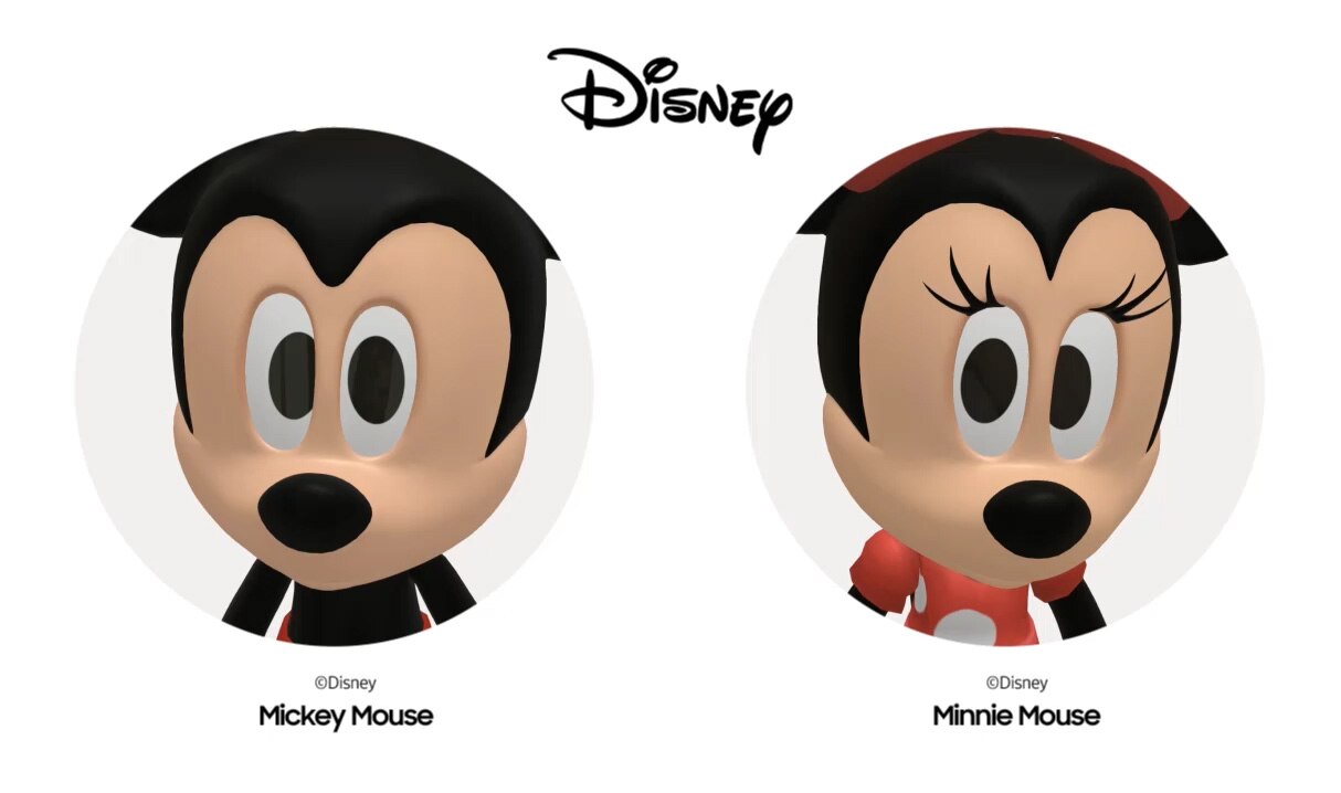 AR Emoji de Mickey et Minnie faisant des grimaces