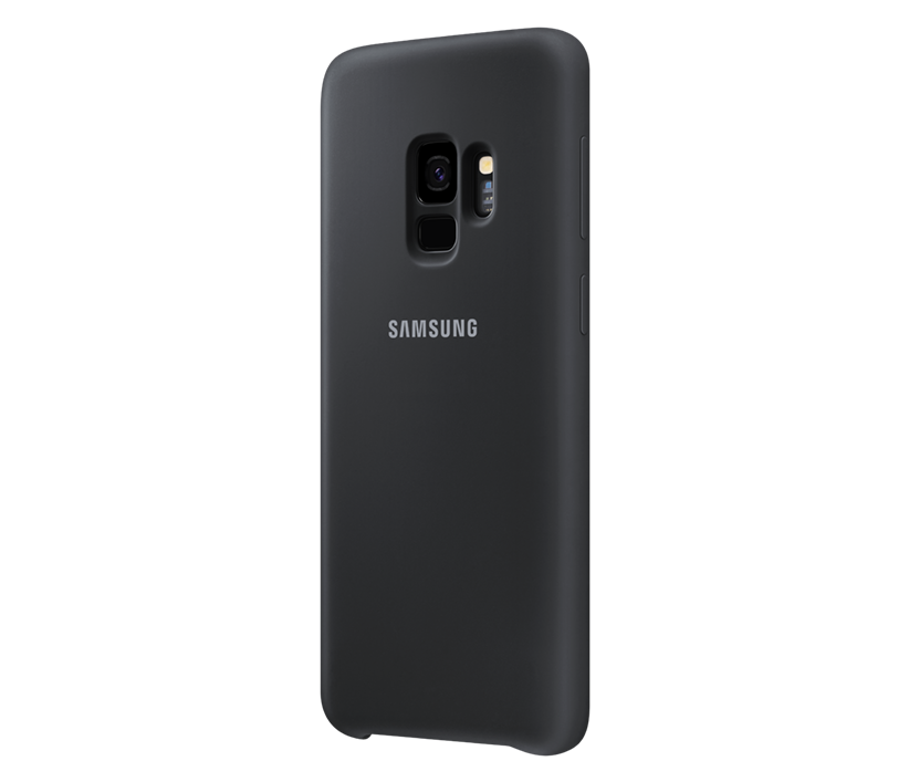 四部Galaxy S9手機分別套上黑色、灰色、藍色及粉紅色的薄型背蓋