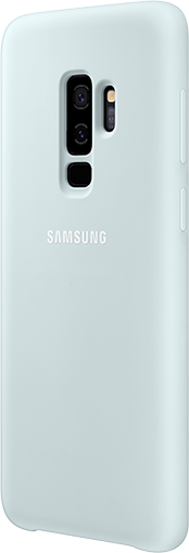 2 Galaxy S9+ phones and 3 Galaxy S9 phones standing and seen from the rear to show a variety of covers