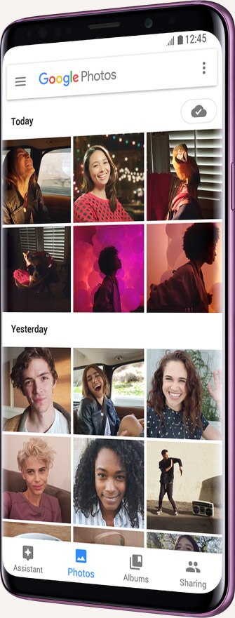 Galaxy S9+ מציג את ממשק המשתמש של Google Photos