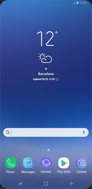 Home screen displayed on Galaxy S9+
