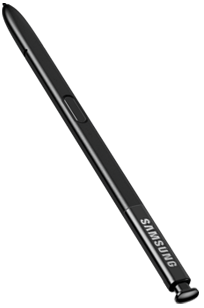 The S Pen with its pen tip on the Galaxy Note8 display