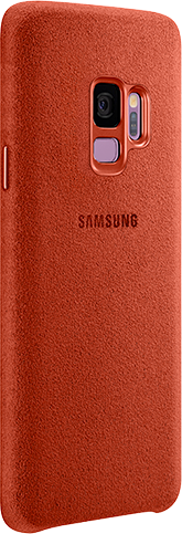 2 Galaxy S9+ phones and 3 Galaxy S9 phones standing and seen from the rear to show a variety of covers