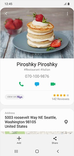 Seçilen 'Piroshky Piroshky‘ adlı restoranın ayrıntılı bilgileri. Küçük resim, telefon numarası, puan ve adres gösterilir.