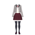 White shirt with grey cardigan and burgundy skirt outfit