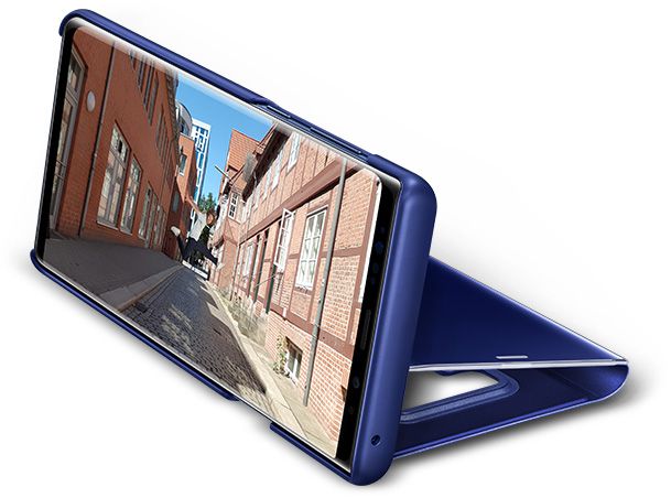 ocean blue galaxy note9 inside clear view standing cover in blue - etui samsung galaxy note 9 fortnite
