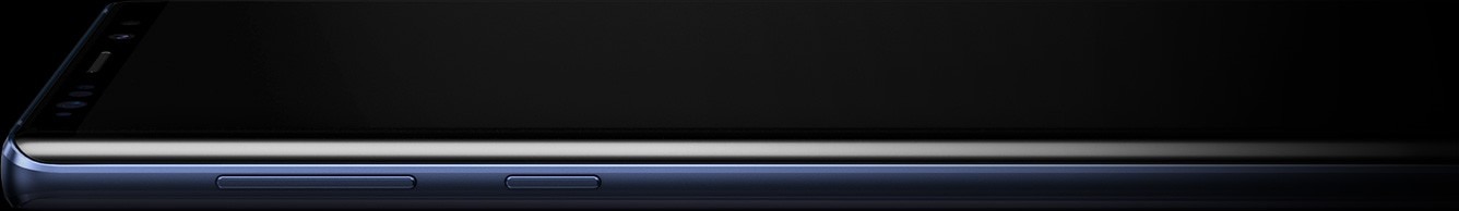 Galaxy Note9 laying flat seen from the left, a line appears on screen then the S Pen follows